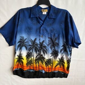 Ingear Blue Sunset Palm Short-Sleeve Shirt. Size XL INV25/440